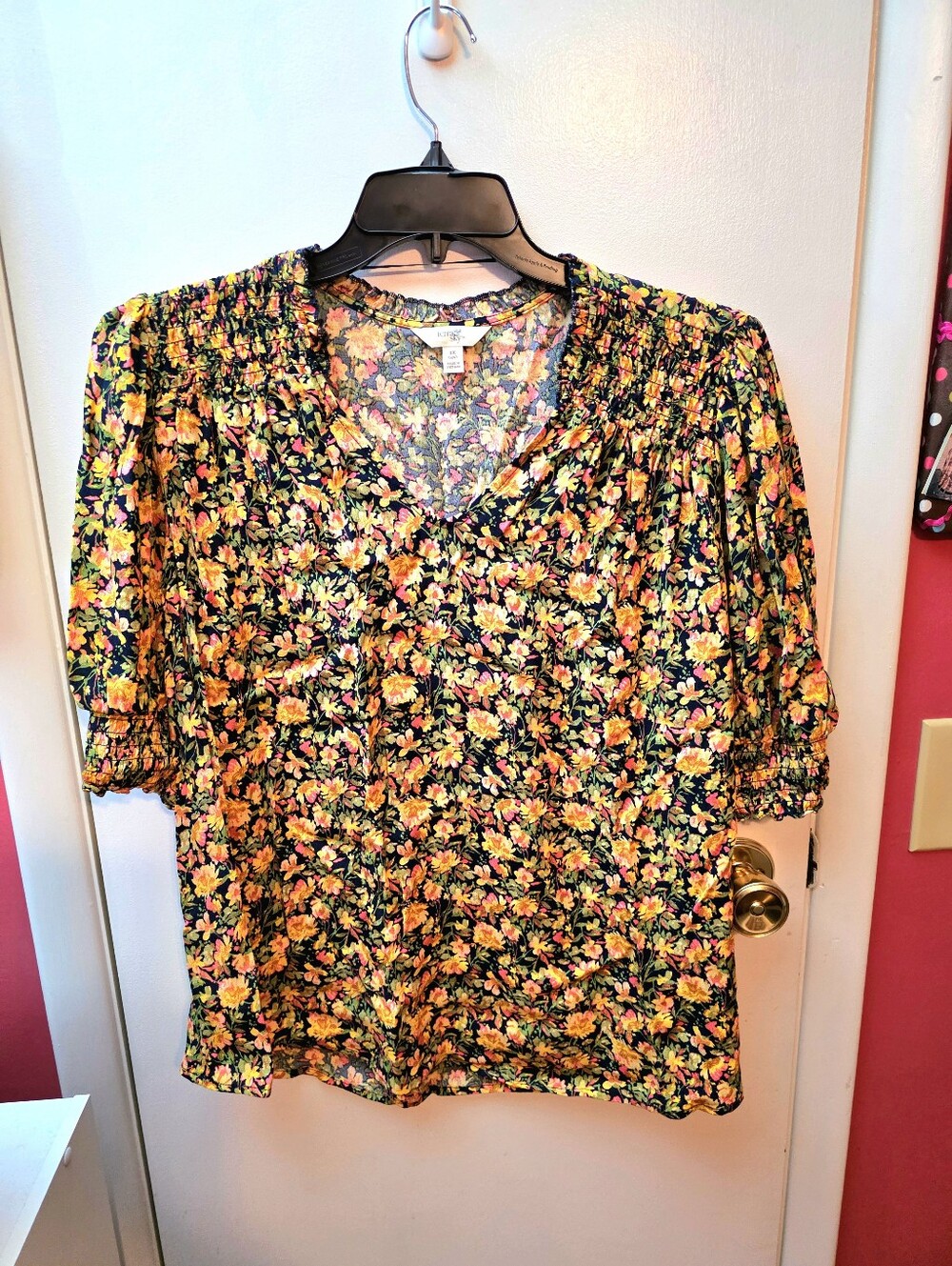 Terra & Sky Short Sleeved Floral Top Size 0X NWT